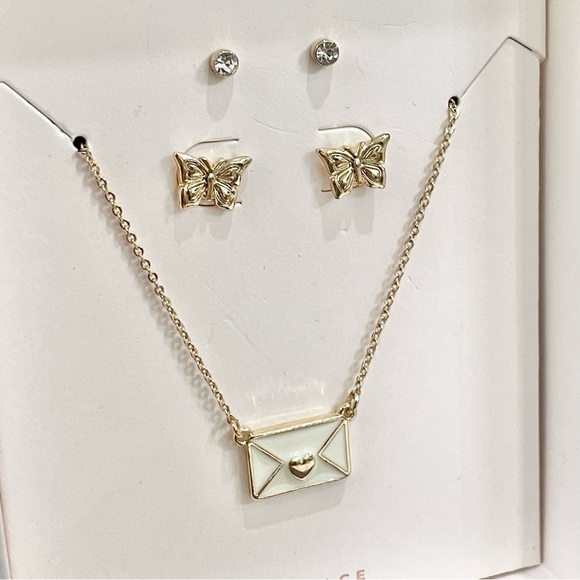 NWT LC Lauren Conrad star moon earrings May bracelet kind necklace butterfly set - Picture 7 of 7